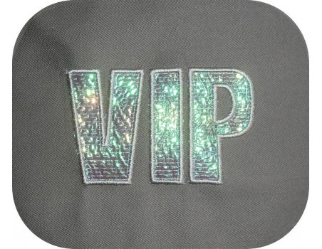 Motif de broderie machine Texte VIP en mylar