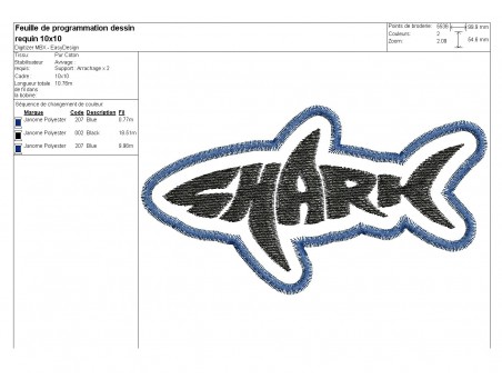 Motif de broderie machine requin