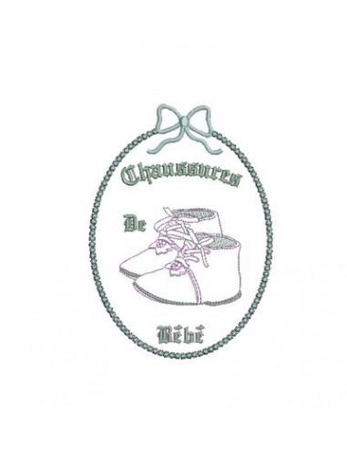 motif de broderie chaussures bébé dans cadre