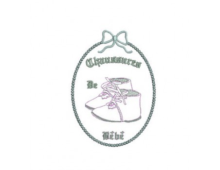 motif de broderie chaussures bébé dans cadre