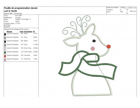 embroidery design Christmas deer with its garland