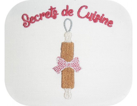 Motif de broderie machine secrets de cuisine rouleau pâtisserie