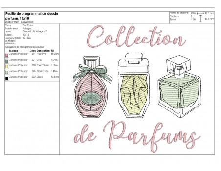 embroidery design bottle parfum 
