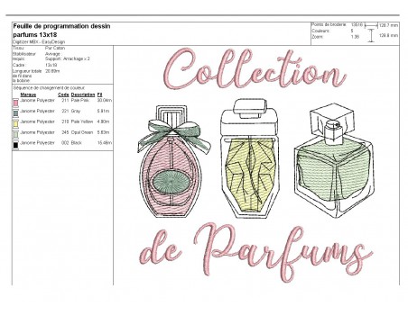 embroidery design bottle parfum 