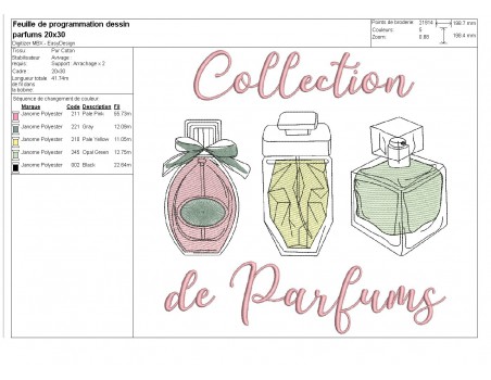 embroidery design bottle parfum 