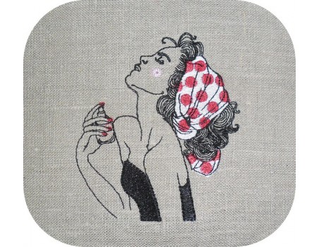 Motif de broderie machine femme se parfumant