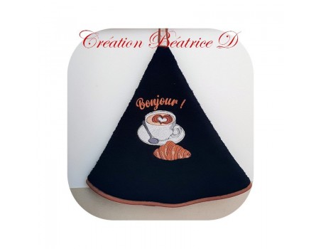 Motif de broderie machine café croissant