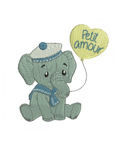 Instant download machine embroidery elephant with his balloon