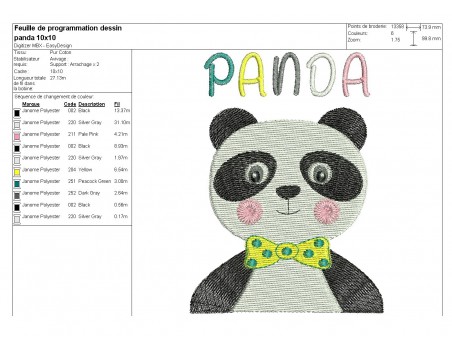 Embroidery design panda candy