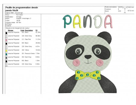 Embroidery design panda candy