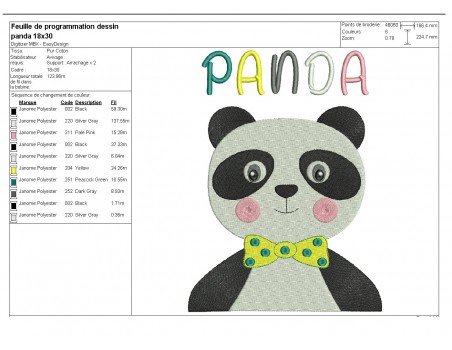 Embroidery design panda candy