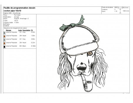 Instant download machine embroidery  dog cavalier king charles with his glasses