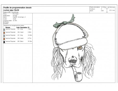 Instant download machine embroidery  dog cavalier king charles with his glasses