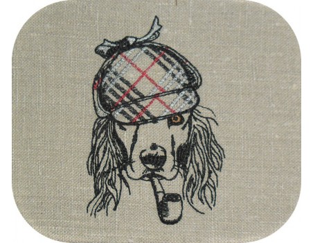 Motif de broderie machine cocker avec sa casquette brodée et sa pipe