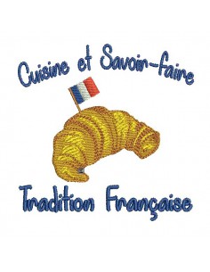 Motif de broderie machine café croissant