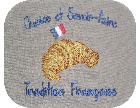 Motif de broderie machine café croissant