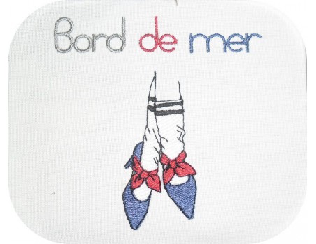 Motif de broderie machine chaussures bord de mer