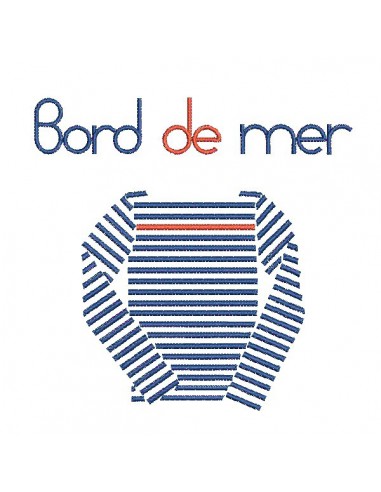 Motif de broderie machine marinière bord de mer