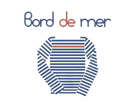 Motif de broderie machine marinière bord de mer