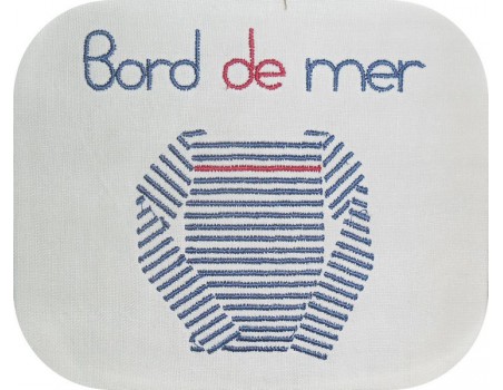 Motif de broderie machine marinière bord de mer