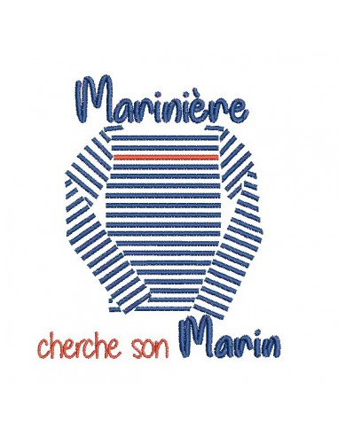 Motif de broderie machine marinière cherche son marin