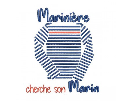 Motif de broderie machine marinière cherche son marin