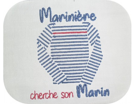 Motif de broderie machine marinière cherche son marin