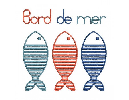 Motif de broderie machine poissons bord de mer