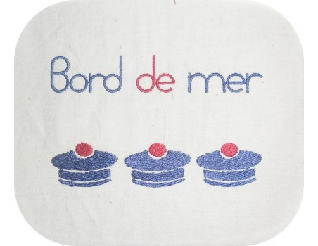 Motif de broderie machine bérets bord de mer