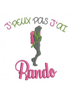 Motif de broderie machine femme randonnée