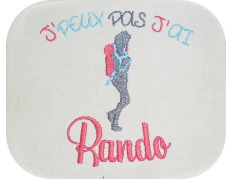 Motif de broderie machine femme randonnée