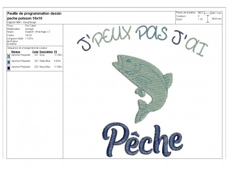 Motif de broderie machine  pêche