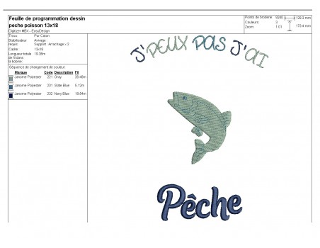 Motif de broderie machine  pêche