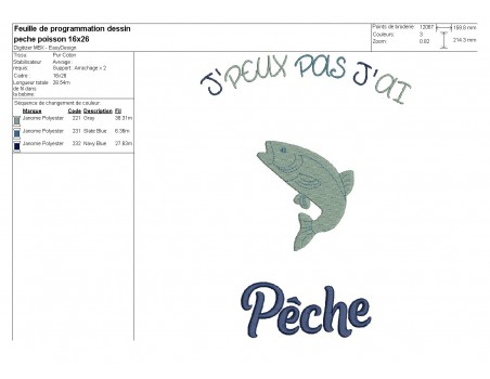 Motif de broderie machine  pêche