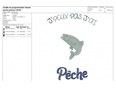 Motif de broderie machine  pêche