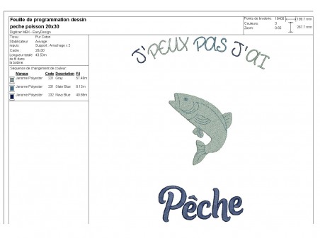 Motif de broderie machine  pêche