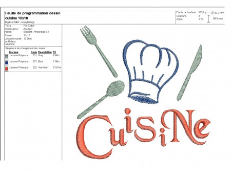 Instant download machine embroidery chef's kitchen