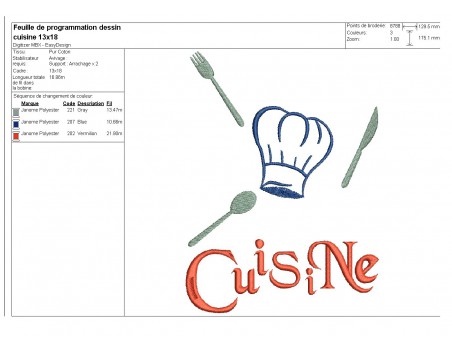 Instant download machine embroidery chef's kitchen