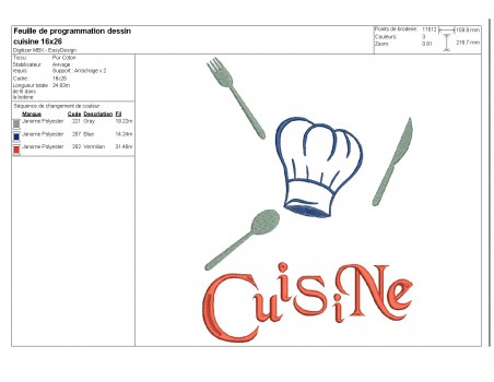 Instant download machine embroidery chef's kitchen