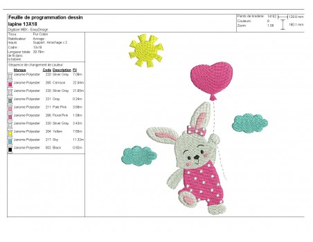 Instant download machine embroidery rabbit with his balloon