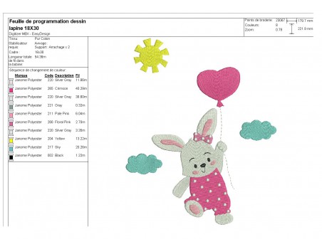 Instant download machine embroidery rabbit with his balloon