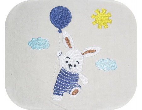 Motif de broderie machine  lapin avec son ballon