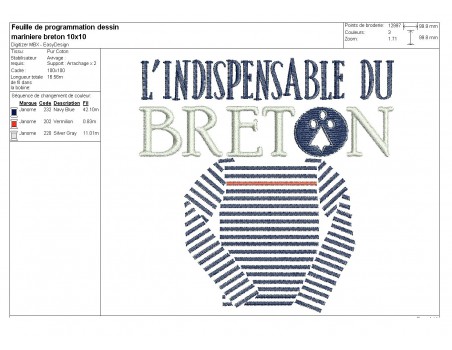 Instant download machine embroidery  Breton wink