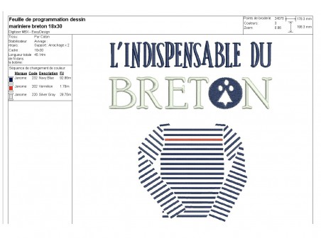 Instant download machine embroidery  Breton wink