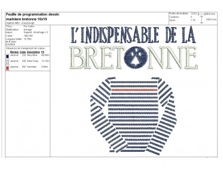 Instant download machine embroidery  Breton sailor