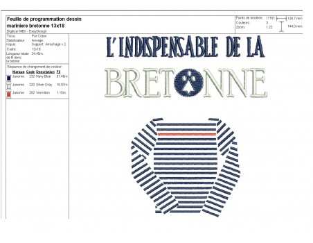 Instant download machine embroidery  Breton sailor