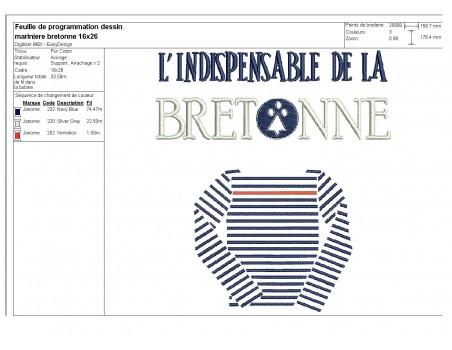 Instant download machine embroidery  Breton sailor