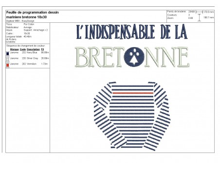 Instant download machine embroidery  Breton sailor