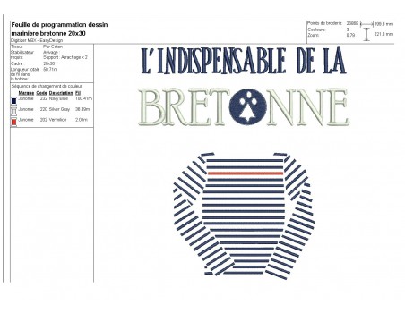 Instant download machine embroidery  Breton sailor