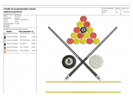 Instant download machine embroidery design billiards